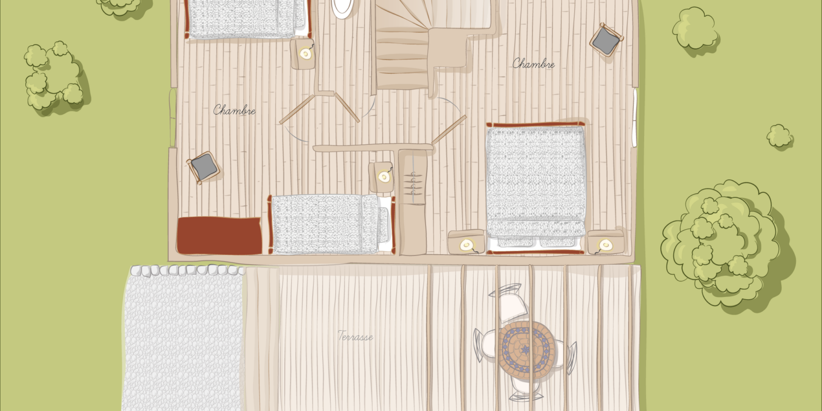 Chalet en bois confortable avec deux chambres, terrasse et piscine, idéal pour une escapade nature en famille au cœur du Lot