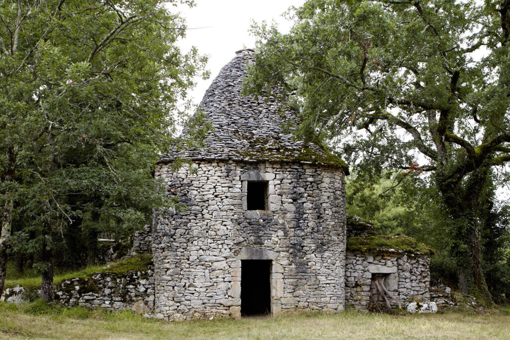 Ruines historiques nichées sous les chênes du Lot, témoins du riche patrimoine qui entoure Bois de Faral